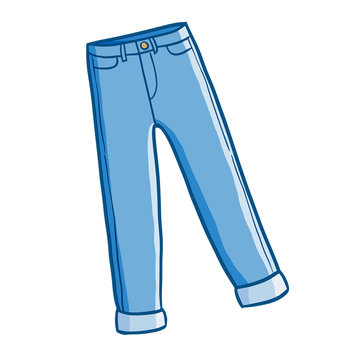 Cool and cute blue jeans in cartoon style - vector. Stock Vector | Adobe  Stock