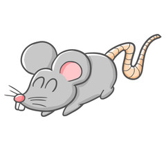 Funny and cute grey rat smiling - vector.