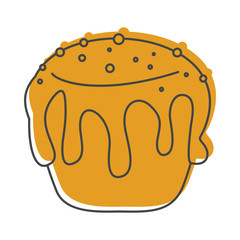 Easter cake bakery product in doodle style icons vector illustration for design and web isolated on white background