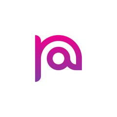 Initial letter ra, ar, a inside r, linked line circle shape logo, purple pink gradient color

