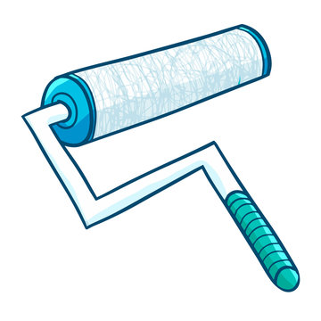 Funny and cool blue roller paint brush - vector.