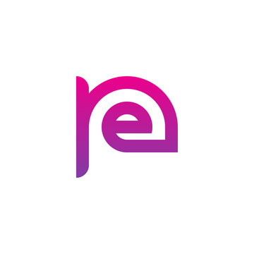 Initial letter re, er, e inside r, linked line circle shape logo, purple pink gradient color


