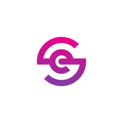 Initial letter se, es, e inside s, linked line circle shape logo, purple pink gradient color

