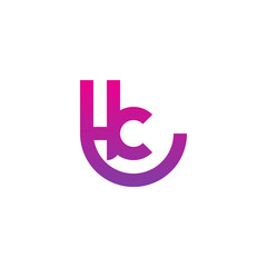 Initial letter tk, kt, k inside t, linked line circle shape logo, purple pink gradient color

