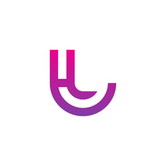 Initial letter tl, lt, l inside t, linked line circle shape logo, purple pink gradient color

