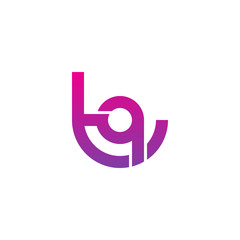 Initial letter tq, qt, q inside t, linked line circle shape logo, purple pink gradient color

