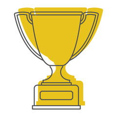 Gold award sport cup in doodle style icons vector illustration for design and web isolated
