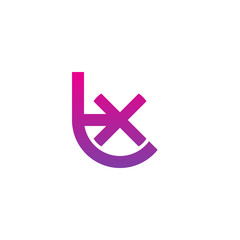 Initial letter tx, xt, x inside t, linked line circle shape logo, purple pink gradient color

