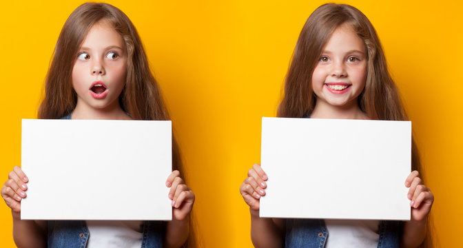 Beautiful Young Girl With White Board