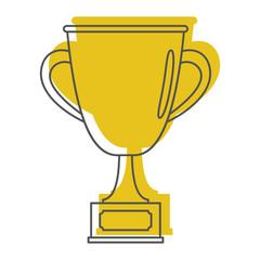 Gold award cup in doodle style icons vector illustration for design and web isolated on white background