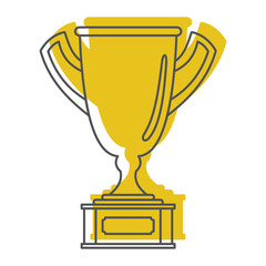 Gold award cup in doodle style icons vector illustration for design and web isolated on white background