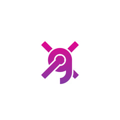Initial letter xg, gx, g inside x, linked line circle shape logo, purple pink gradient color

