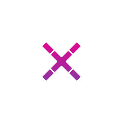 Initial letter xx, x inside x, linked line circle shape logo, purple pink gradient color

