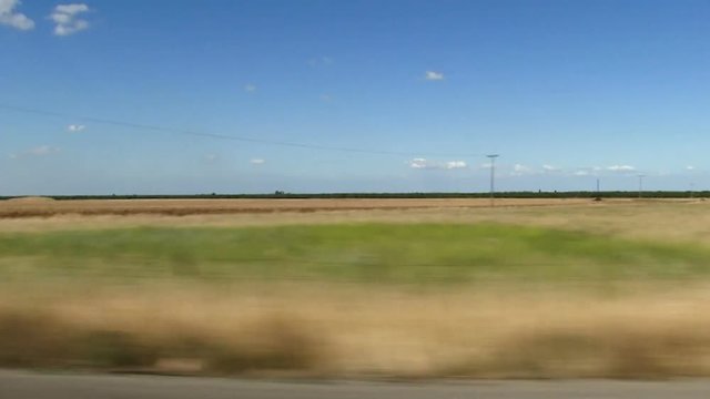 Fields Seen From Moving Car Central California