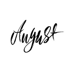 Obraz premium Hand drawn typography lettering. August. Month inscription. Vector Illustration.