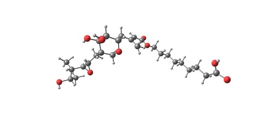 Mupirocin molecular structure isolated on white