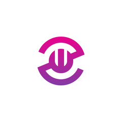 Initial letter zw, wz, w inside z, linked line circle shape logo, purple pink gradient color

