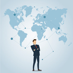 businessman with pin location icon vector  