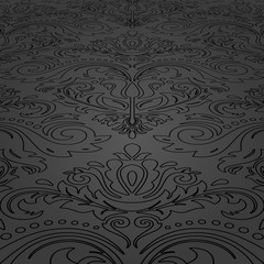 Oriental vector dark pattern with arabesques and floral elements. Traditional classic ornament. Vintage pattern with arabesques