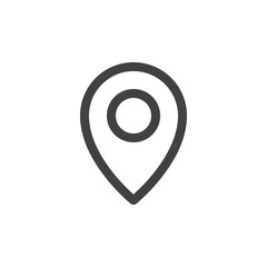 Location pin line simple icon, outline vector sign, linear style pictogram isolated on white. Map pointer symbol, logo illustration. Editable stroke. Pixel perfect vector graphics