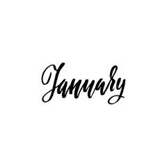 Hand drawn typography lettering. January. Month inscription. Vector Illustration.