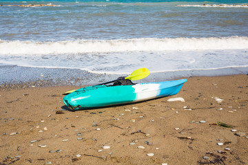 kayak on the tropical beach. Active water sport concept