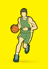 Basketball player running front view  graphic vector