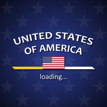 USA flag loading bar - tourism banner for travel agencies and for other different events