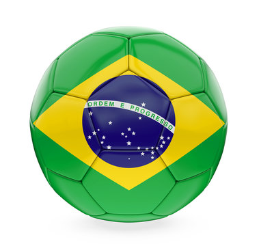 Soccer Ball Brazil Flag Isolated