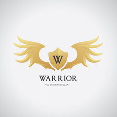 Fototapeta premium Warrior wing logo template. vector illustration 