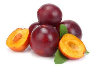 fresh plum fruit isolated on white background