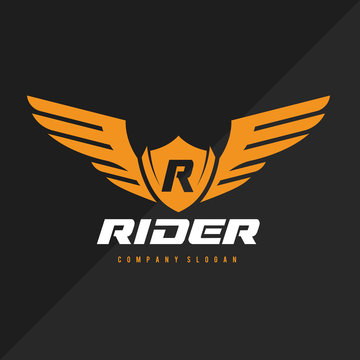 r wing logo template. vector illustration
