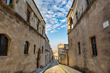 Fototapeta na wymiar The Street of the Knights - the most famous street in Rhodes old town, Rhodes island, Greece