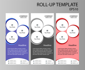 Roll-up banner template, business advertising board, presentation roll up design, vector