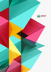 Triangular low poly vector a4 size geometric abstract template