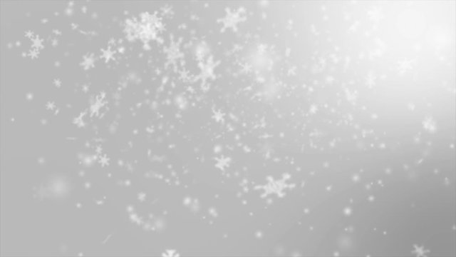 Falling snowflake over gray abstract background for winter promotion and christmas celebration
