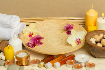 Fototapeta na wymiar Spa products with orchids