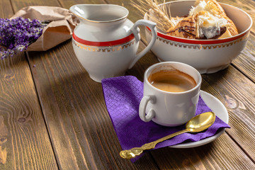 Croissants and coffee for breakfast