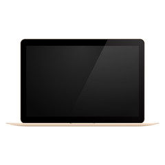 New realistic 3d model of a laptop in gold color