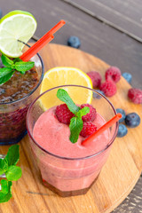 Berry Smoothie with Mint, Blueberry and Raspberry