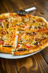 Vegetarian pizza with mushrooms