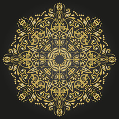 Elegant vector round golden ornament in classic style. Abstract traditional pattern with oriental elements. Classic vintage pattern