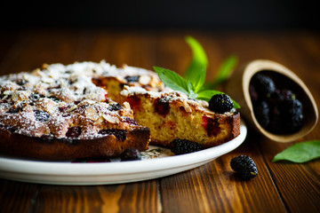 Sweet biscuit pie with mulberry berries