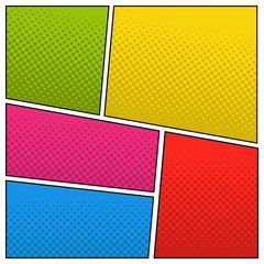 Different pop art backgrounds with halftone. Vector illustration.