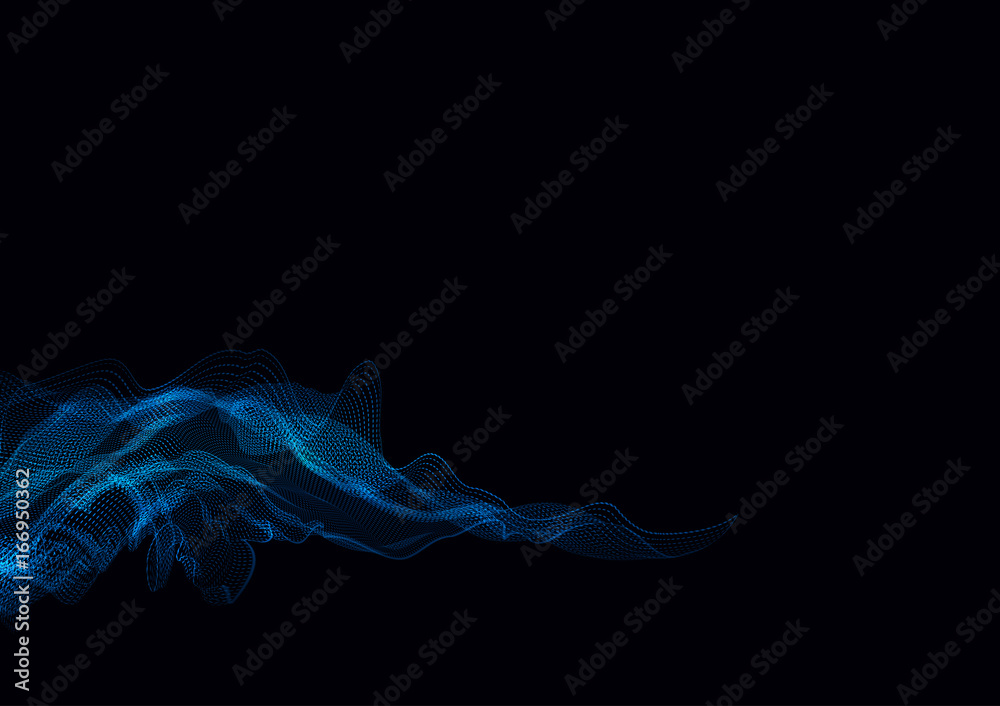 Aufkleber abstract background with blue glowing graphic elements formed by dots.