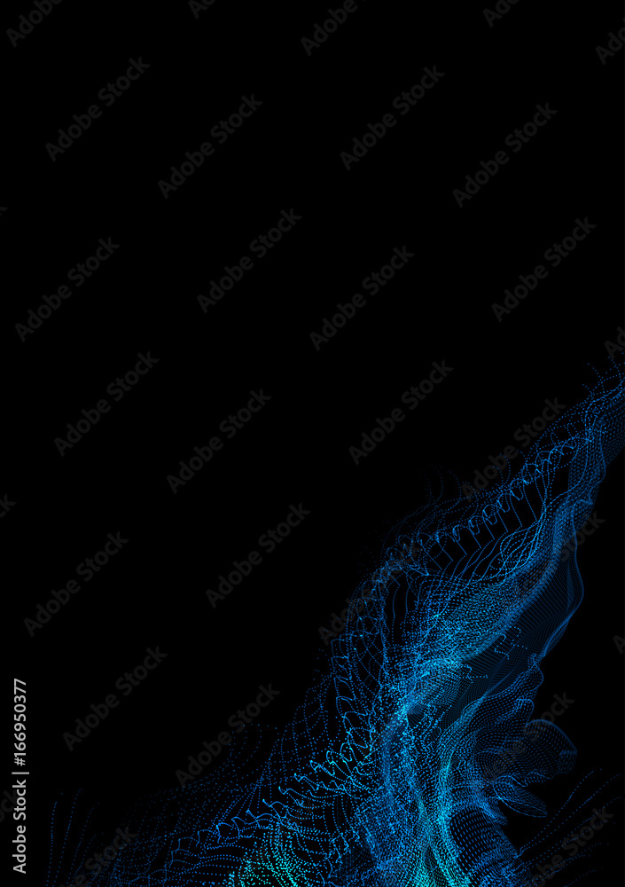 Aufkleber Abstract background with blue glowing graphic elements formed by dots.