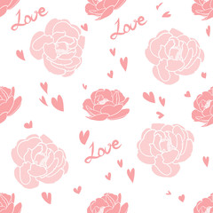 Seamless pattern with pink roses.