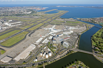 Sydney Airport, International Terminal, looking south-east towards Botany Bay