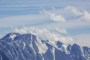 Fototapeta na wymiar Snowed peaks. Altai Mountains. Russian landscape