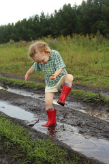 Child in a puddle